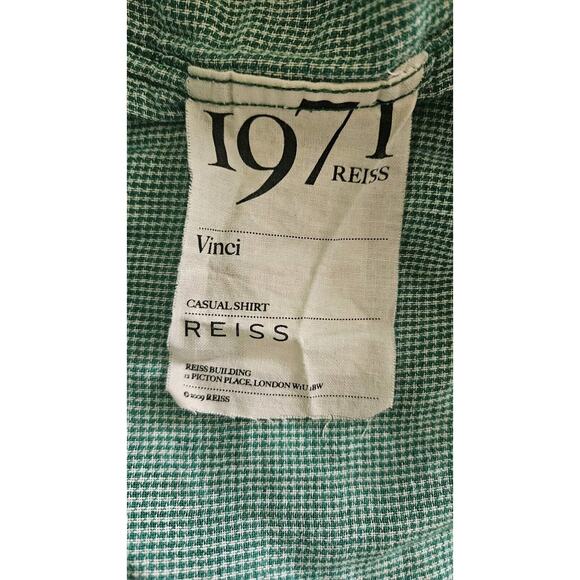 REISS 1971 Vinci Mens Plaid Flannel Shirt Size Med Blue Green Patch Pockets - Picture 8 of 10